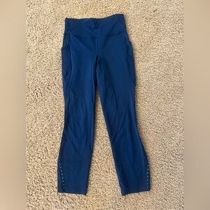 Lululemon Fast and Free High Rise Crop w/ Pockets, Navy, 4